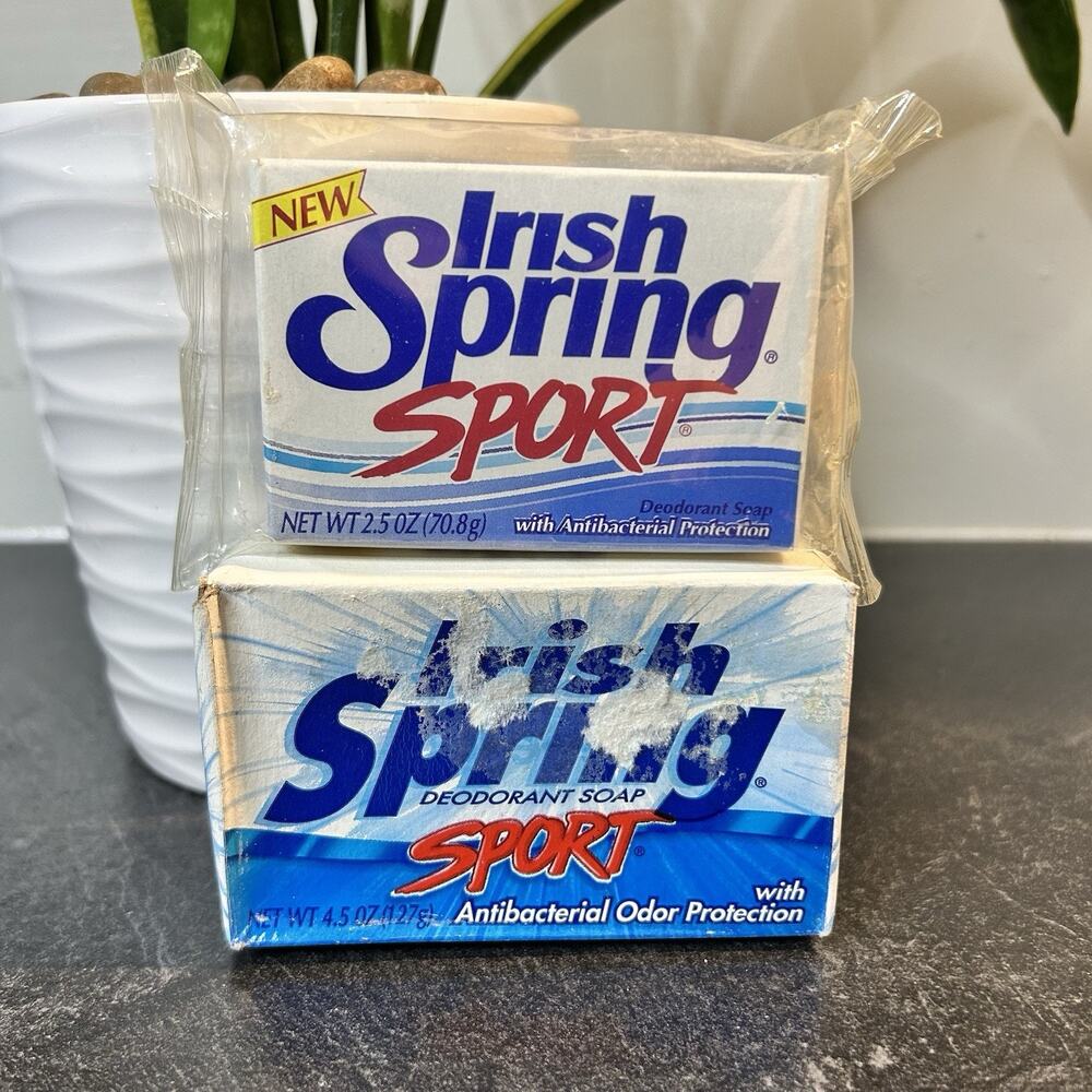 2- Vintage Irish‎ Spring Sport Deodorant Soap Bar Antibacterial NEW